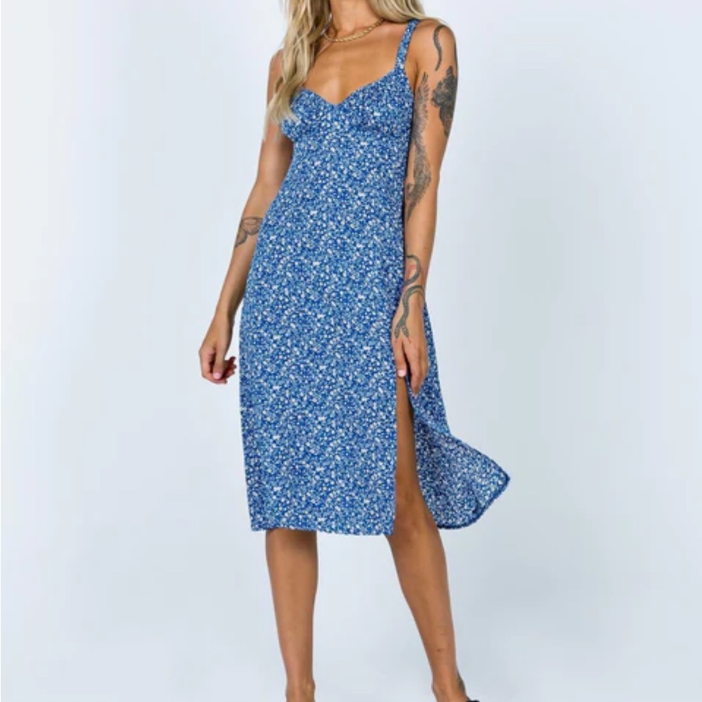 Princess polly Floral Blue Midi Dress